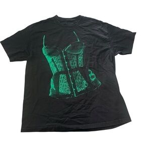 REVOLVE Pleasures Short Sleeve Corset T-Shirt - Mens Size XL Black and Green
